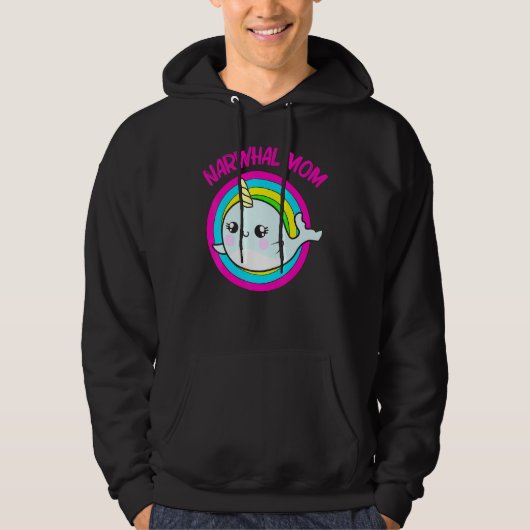 Cool Narwhal voor mam Moeder Rainbow Tusk Zee Unic Hoodie (Voorkant)
