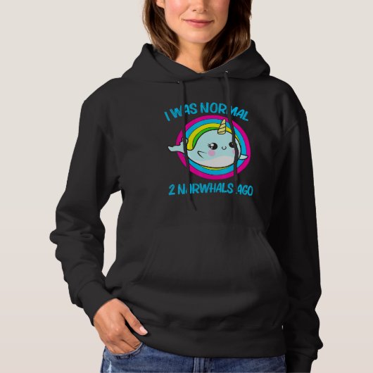 Cool Narwhal voor mannen regenboogstaartvlies Zee  Hoodie (Voorkant)