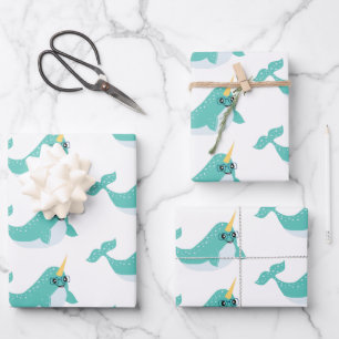 Cool Narwhals met Glasses Pattern Inpakpapier Vel