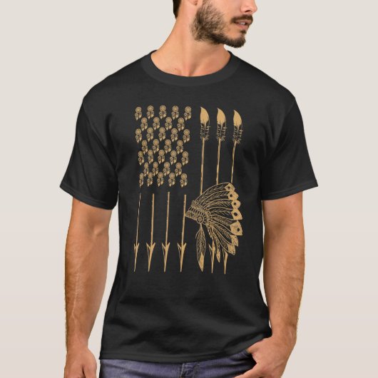 Cool Native American Pride USA Arrow Headdress T-s T-shirt (Voorkant)