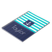 Cool Nautical Blue Stripes Design Persoonlijk Notitieboek (Linkerzijde)