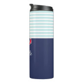 Cool nautisch marineblauw ontwerp gepersonaliseerd thermosbeker (Geroteerd rechts)