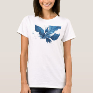 Cool Navy Abstract Bladeren Trendy T-shirt