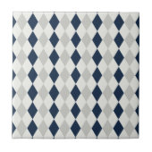 Cool Navy Blue en Grey Argyle Diamond Pattern Tegeltje (Voorkant)