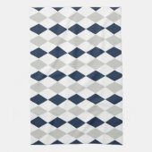Cool Navy Blue en Grey Argyle Diamond Pattern Theedoek (Verticaal)