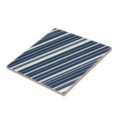 Cool Navy Blue en White Diagonal Stripes Pattern Tegeltje (Zijkant)