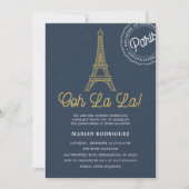 Cool Navy Blue Gold Eiffeltoren Paris Quinceañera Kaart (Voorkant)