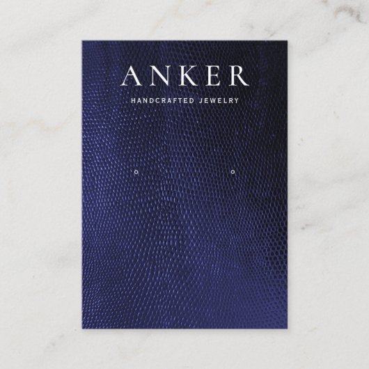 Cool Navy Blue Leather Earring Display Visitekaartje (Voorkant)