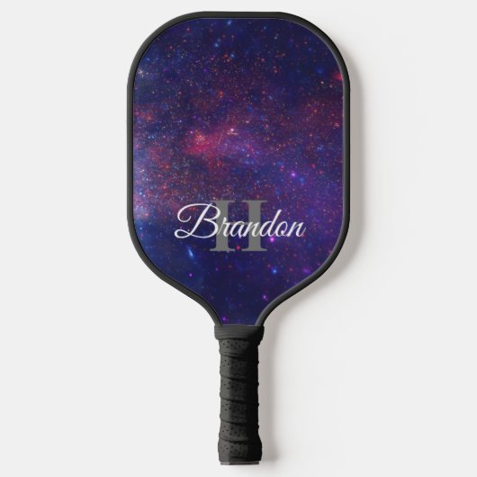 Cool Navy Blue Monogram Aangepast galaxy Nebula Pickleball Paddle (Voorkant)