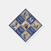 Cool Navy Blue Photo Collage Afstuderen Fun Facts Servet (Hoek)