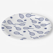 Cool Navy Blue Retro Tennis Racquets Patroon Papieren Bordje (Gekanteld)