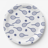 Cool Navy Blue Retro Tennis Racquets Patroon Papieren Bordje (Voorkant)