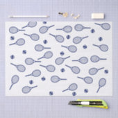 Cool Navy Blue Retro Tennis Racquets Patroon Tissuepapier (Craft)