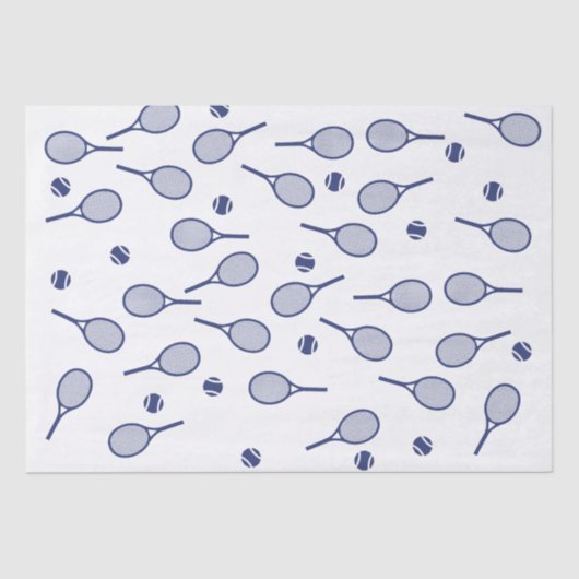 Cool Navy Blue Retro Tennis Racquets Patroon Tissuepapier (Voorkant)