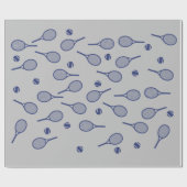 Cool Navy Blue Retro Tennis Racquets Pattern Grey Cadeaupapier (Vlak)