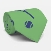 Cool Navy Blue Tennis Racquets Ball Pattern Green Stropdas (Opgerold)