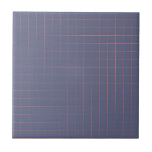 Cool Navy Blue & Terracotta geruit patroon Tegeltje