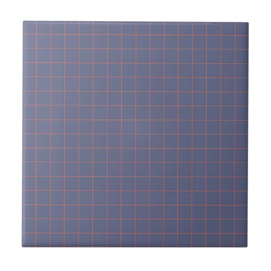 Cool Navy Blue & Terracotta geruit patroon Tegeltje (Voorkant)