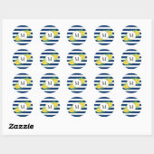 Cool Navy Stripe Gele Waterverf Citroenen Monogram Ronde Sticker (Vel)