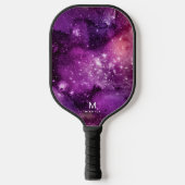 Cool Nebula Galaxy Monogram Naam Paars Pickleball Paddle (Voorkant)
