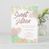 Cool Neomint blush gouden waterverf geometrisch Kaart (Staand voorkant)