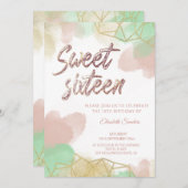 Cool Neomint blush gouden waterverf geometrisch Kaart (Voorkant / Achterkant)