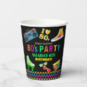 Cool Neon 80's Birthday Party Papieren Bekers (Achterkant)