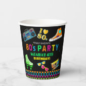 Cool Neon 80's Birthday Party Papieren Bekers (Voorkant)