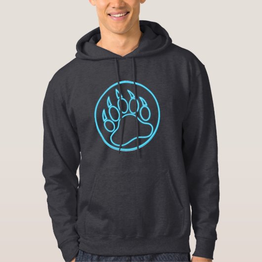Cool Neon Blue Beer Paw Hoodie (Voorkant)