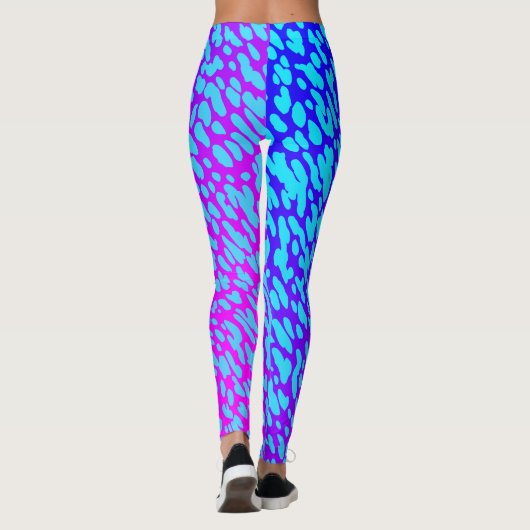 Cool Neon Blue en Paarse dierenprint Wildlife Leggings (Achterkant)