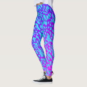 Cool Neon Blue en Paarse dierenprint Wildlife Leggings (Links)