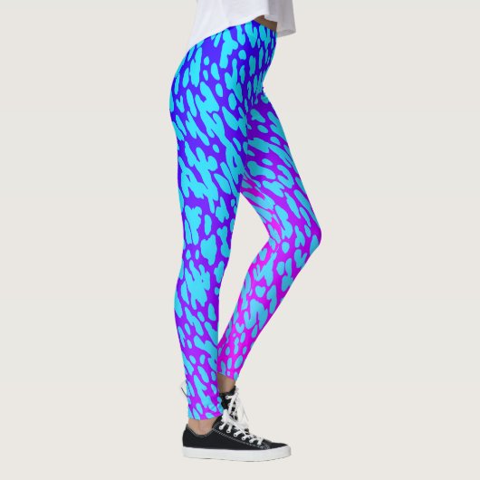Cool Neon Blue en Paarse dierenprint Wildlife Leggings (Rechts)