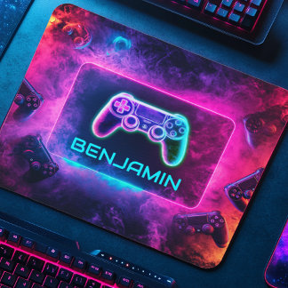 Cool Neon Gamer Controller Gepersonaliseerd Muismat