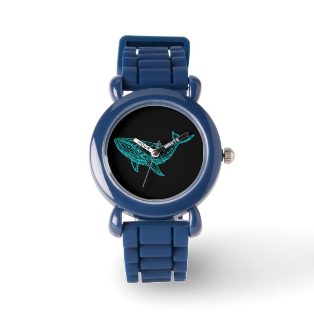 Cool Neon Geometric Whale Watch for Kids Horloge (Voorkant)