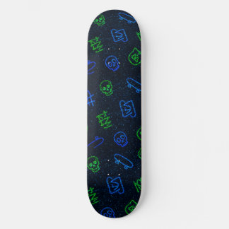 Cool Neon Green Blue Skull Graffiti Streetwear Cyb Persoonlijk Skateboard