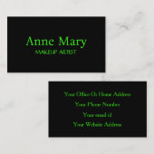 Cool Neon Green Bright Script Make-up Artist Salon Visitekaartje (Voorkant / Achterkant)