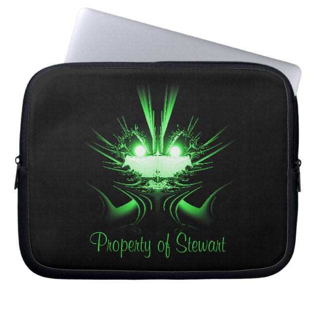 Cool Neon Green Dragon Personal Laptop Sleeve (Voorkant)