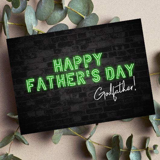 Cool Neon Happy Vaderdag Kaart voor Godfather