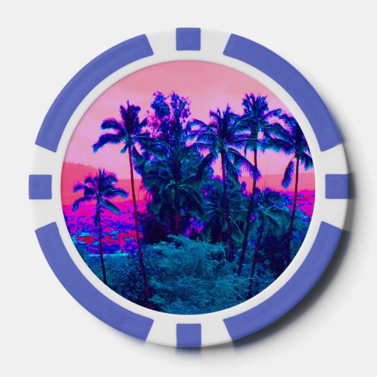 Cool Neon Hawaiian Palm Trees Poker Chips (Voorkant)
