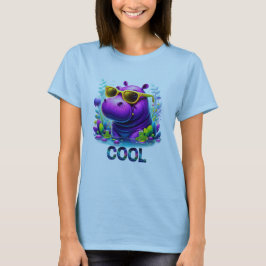 Cool Neon Hippo Loungen in het moeras T-shirt