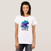 Cool Neon Hippo Love T-shirt (Voorkant volledig)