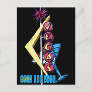 Cool Neon Las Vegas Wedding Sign Aankondigingskaart