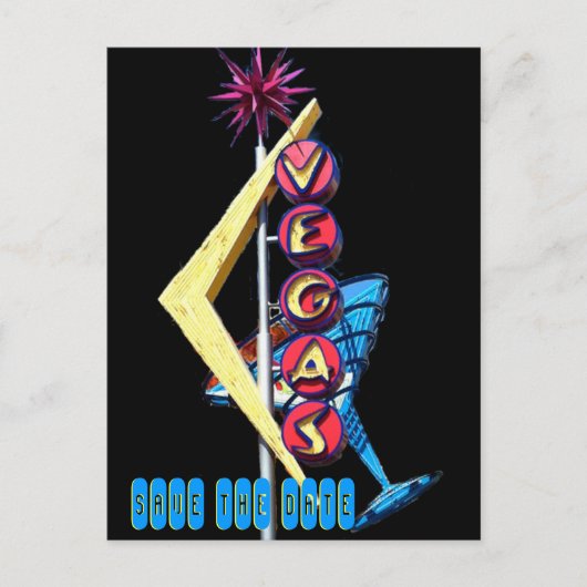 Cool Neon Las Vegas Wedding Sign Aankondigingskaart (Voorkant)