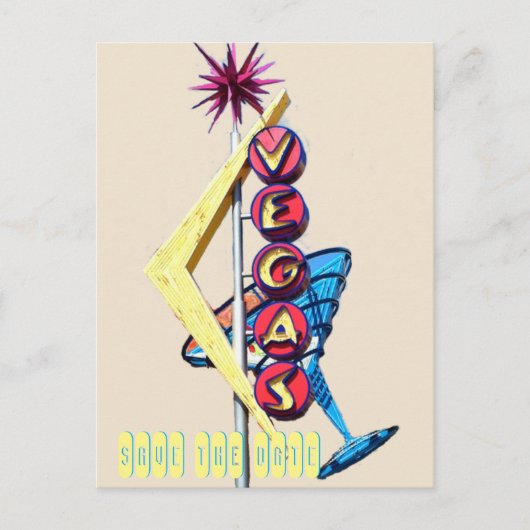 Cool Neon Las Vegas Wedding Sign Aankondigingskaart (Voorkant)