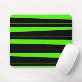 Cool Neon Lime Green en Black Striped Patroon Muismat (Met muis)