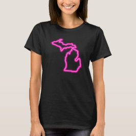 Cool Neon Magenta Map van Michigan T-shirt