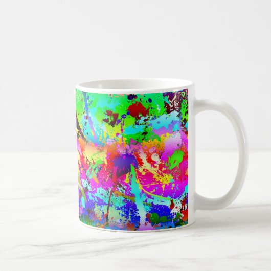 Cool Neon Rainbow Splatter Koffiemok (Rechts)