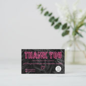 Cool neon roze tekenvolgorde bedankt zwart blad visitekaartje (Staand voorkant)