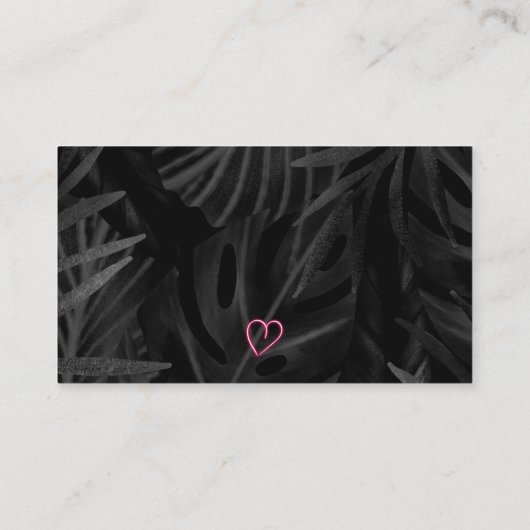 Cool neon roze tekenvolgorde bedankt zwart blad visitekaartje (Achterkant)