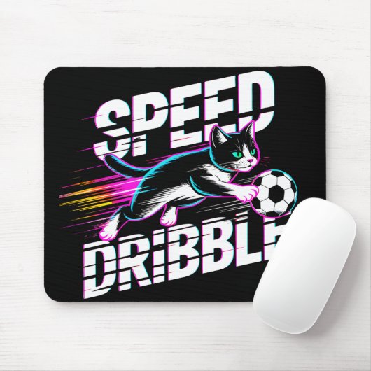 Cool Neon Soccer Cat - Gift for Gamers & Cat Lover Muismat (Met muis)